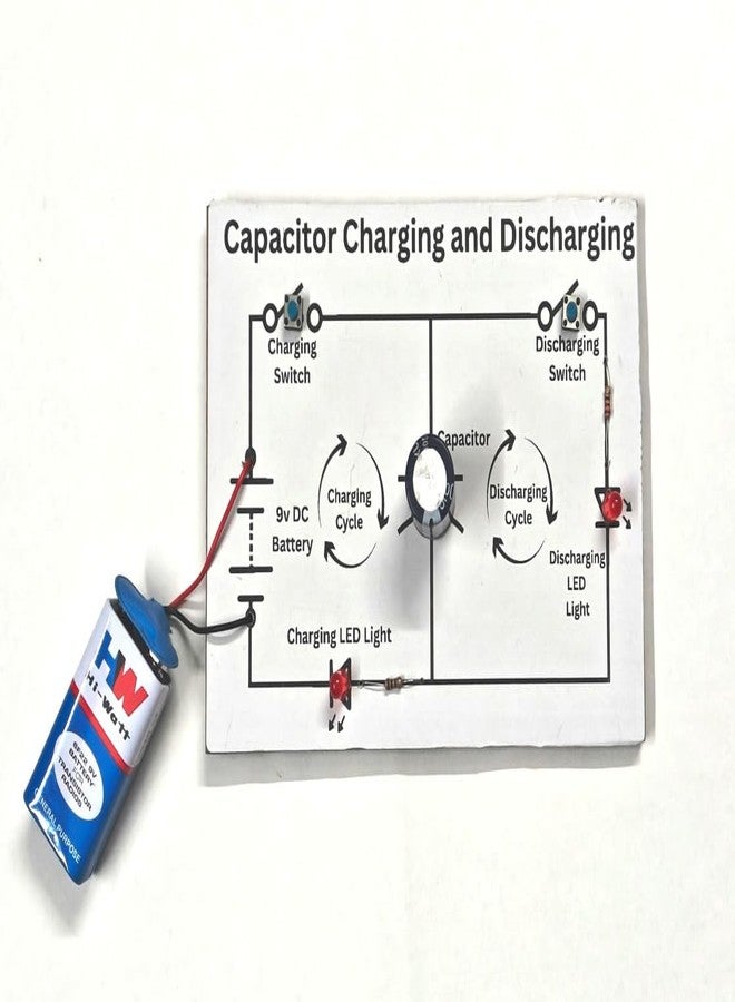 ESPtronics تجربة شحن وتفريغ المكثف من إي إس بيترونيكس، مشروع علمي فيزيائي، نموذج عملي لطلاب الصف الثاني عشر - Image 5